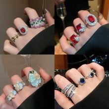 法式宫廷风锆石椭圆形开口戒指轻奢高级感个性食指戒日常百搭手饰