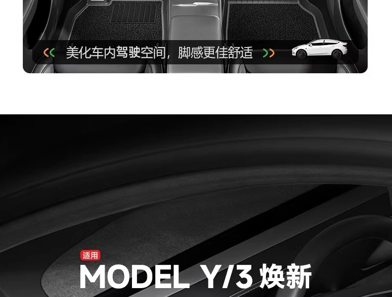 Suitable for the New Tesla Model 3Y Special Floor Mats, Tesla Full-Coverage Floor Mats, Tpe Car Accessories Wholesale