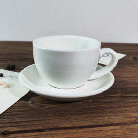 定制LOGO白瓷咖啡杯陶瓷水杯泡茶杯碟意式餐厅饮料杯200ml拉花杯