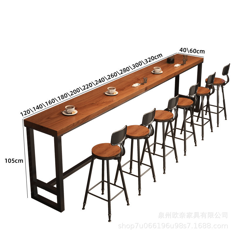 Solid Wood Bar Table and Chair Combination American Bar Wall High Table Restaurant Bar Long Table Household Balcony Narrow Table