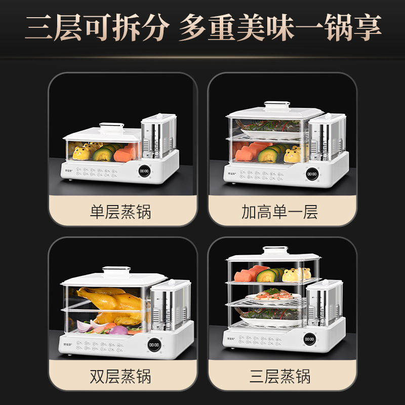 Pre-set timed electric steamer multi-layer household steamed vegetable steamed fish water vapor pot automatic microcomputer steamer breakfast machine 