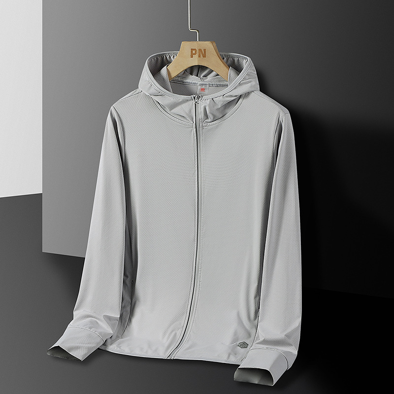 Ropa de protección solar de hombre chaqueta delgada de verano camiseta de piel de hielo al aire libre ventilada anti-UV ropa de protección solar para hombre