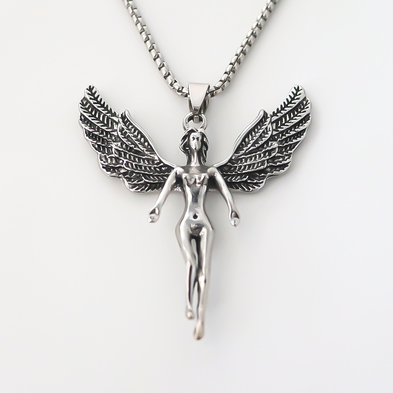 Hip-hop Streetwear Geometric Angel Wings Alloy Unisex Pendant Necklace display picture 6