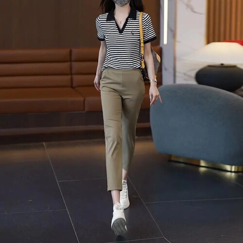 Summer new nine-cent cigarette tube pants for women, 2025 high waist, slimming casual pants, small nine-cent straight pants