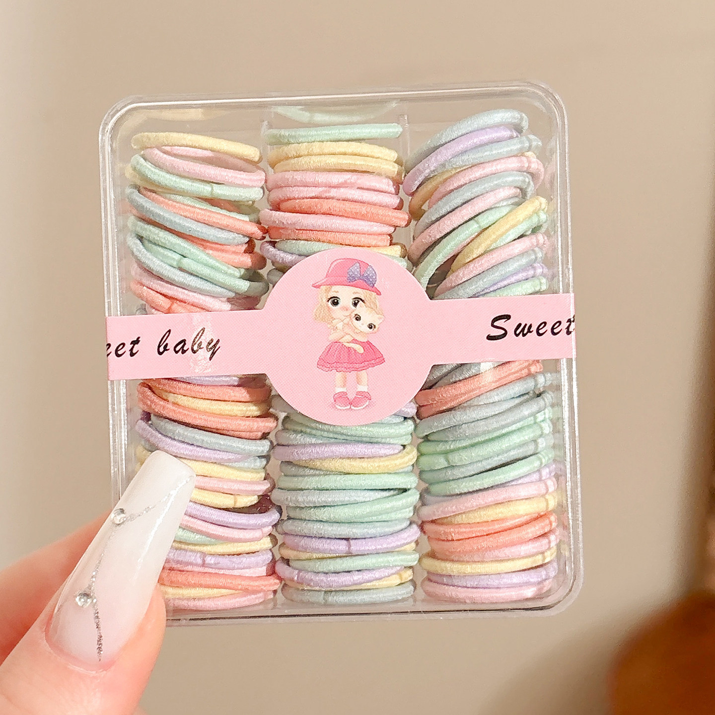 Caricatura encantadora anillo de pelo pulgar no daña el cabello de los niños correa de correa pequeña cuerda de cabello para niñas cuerda de cabello