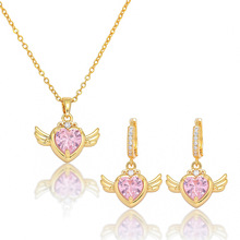 跨境新款项饰 气质爱心翅膀项链女锁骨链 小天使颈链小众设计项链