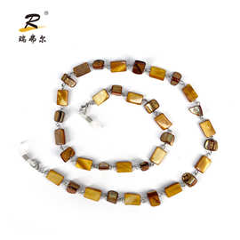 潮流眼镜绳子网红方形石块眼镜链子琥珀色防丢眼镜绳口罩挂脖链子