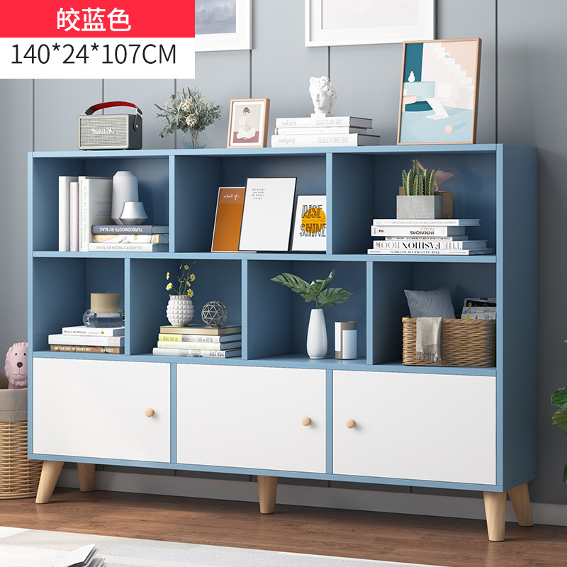 Simple estantería piso simple sala de estar rack de almacenamiento hogar estante de almacenamiento de juguete para niños estudiante a cuadros estantería corta