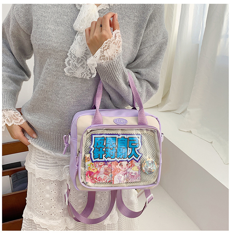 Cute and versatile pain bag, new large-capacity student commuting crossbody bag, Korean version hand-held transparent single-shoulder bag for women wholesale Specification drawing