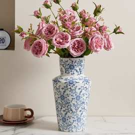 新中式陶瓷花瓶青花创意复古干花插花器皿客厅玄关摆件