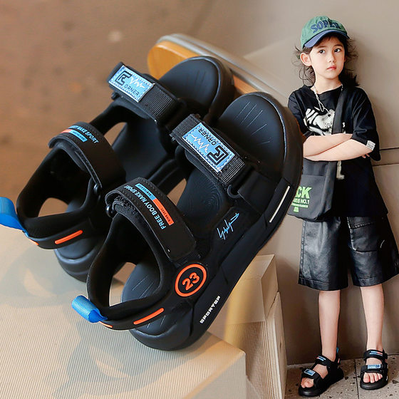 Children's Sandals Boys 2024 Summer New Fashionable Soft Bottom Non-slip Boys Middle and Big Kids Casual Trendy Beach Shoes