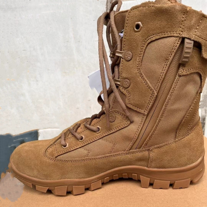 Botas de entrenamiento de combate marrones cuatro estaciones – transpirables, impermeables, antiperforación