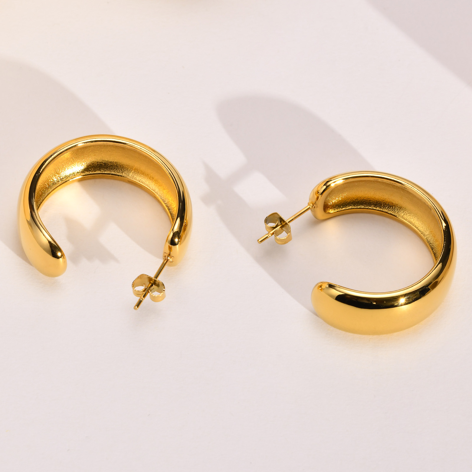 Simple Style C Shape Stainless Steel Ear Studs Plating Stainless Steel Earrings 1 Pair