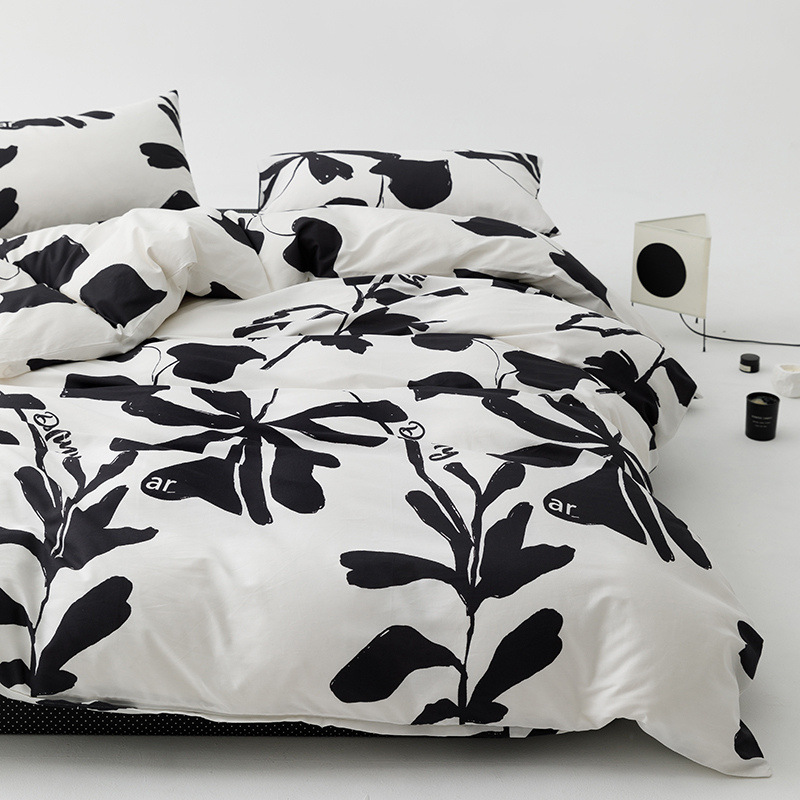 Nordic Minimalist Pure Cotton Bedding Set 4 Piece Fitted Sheet_voghion.com