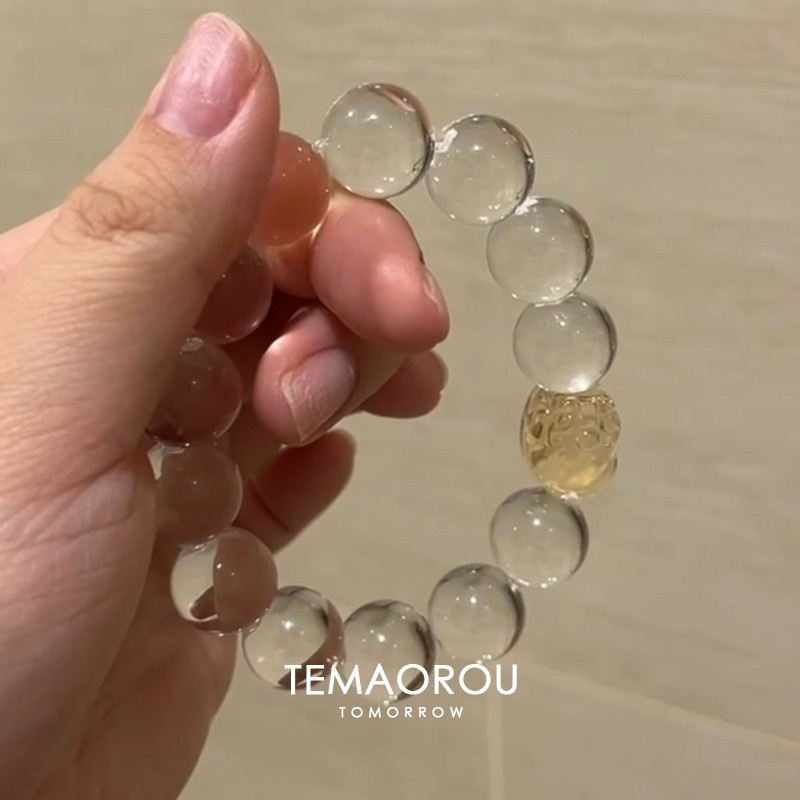 天然白水晶手串牛鼻孔水晶手链轻奢小众精致高级感女款2025新款|undefined