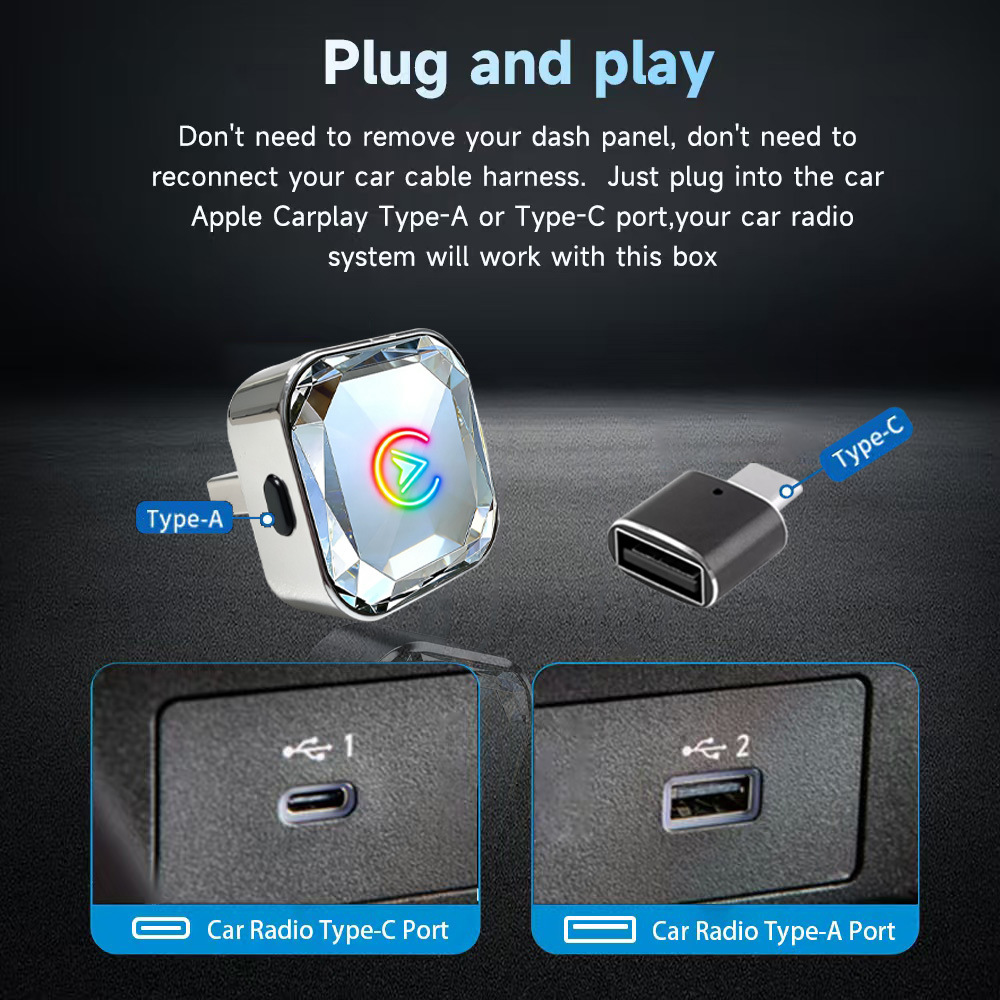Button Carplay Box Android Auto Wired to Wireless Adapter Android Auto Car Wired to Wireless Converter