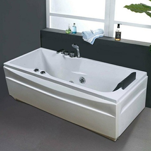 Small Hotel Project Bathroom Acrylic Rectangular Bathtub Massage Jet Single-Person Bathtub Simple Insulation