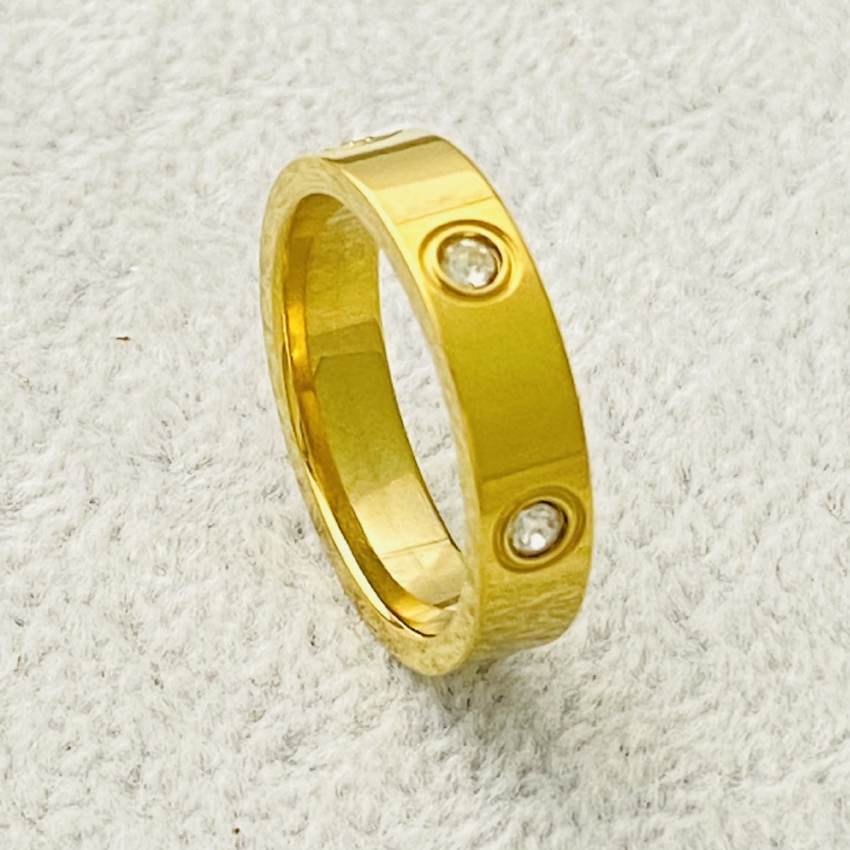 Cross-Border Best-Selling Six-Diamond 5mm Titanium Steel Non-Fading Ring, Female Niche Accessible Luxury High-End Design Couple Ring