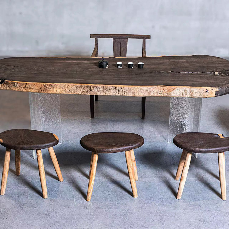 非洲黑檀化纤大板独板自然边茶桌茶台办公桌接待桌书桌