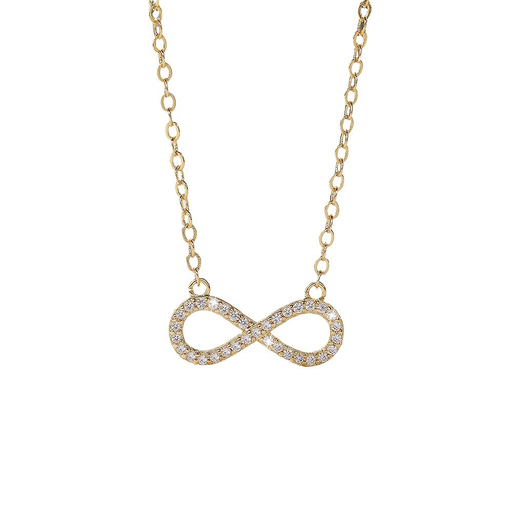 Bai Baihe style infinite love 8 character necklace full of diamonds twisted heart diamond women's elegant and versatile temperament clavicle chain_ipsvogv.com