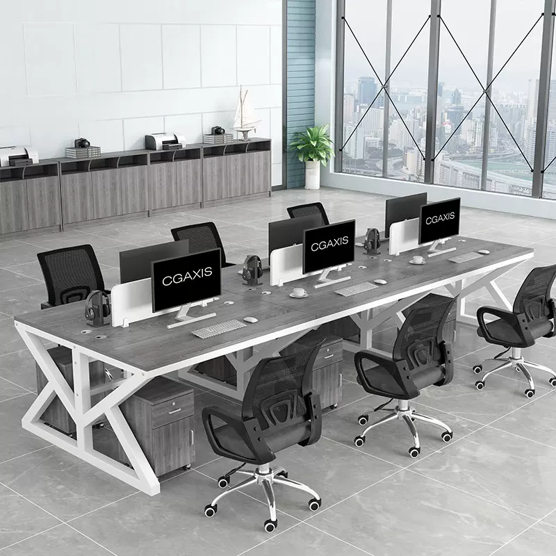 办公桌四人位简约现代职员电脑桌员工卡位办公桌椅组合家具厂家