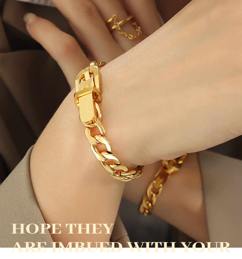 Hip-Hop Geometric Titanium Steel Plating Bracelets