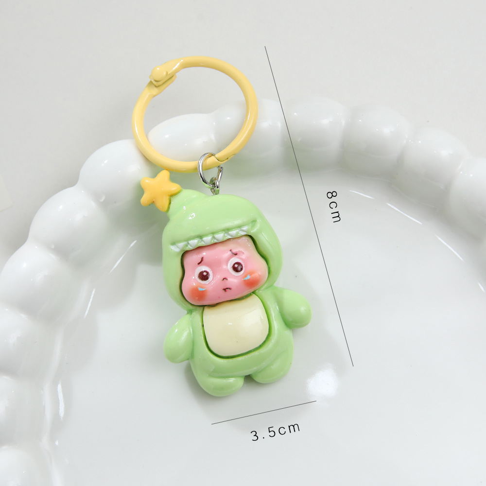 카툰 키링/원형 - 공룡 스타