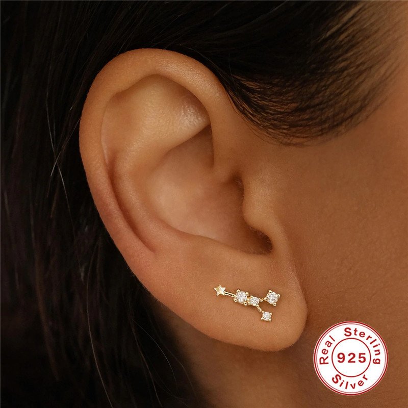 Sucré Géométrique Argent Sterling Placage Strass Artificiels Boucles D'oreilles 1 Pièce display picture 5