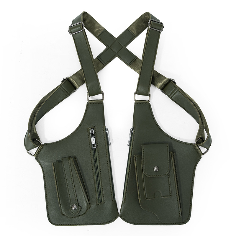 外国貿易向けメンズベスト、レトロなストラップ付き脇下多機能ショルダーバッグ、レディースアウトドア両肩掛けハンドバッグ、斜め掛けバッグ
