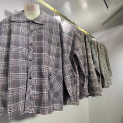 レディースチェック柄ラペルカーディガン2025秋中高年ママ服大きいサイズ薄手長袖ジャケットトップス春秋