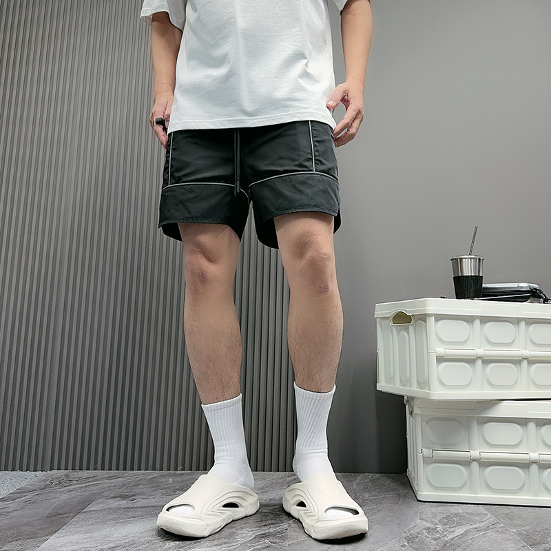 夏季新款男士韩版车标松紧有型宽松大码直筒休闲运动短裤潮五分裤