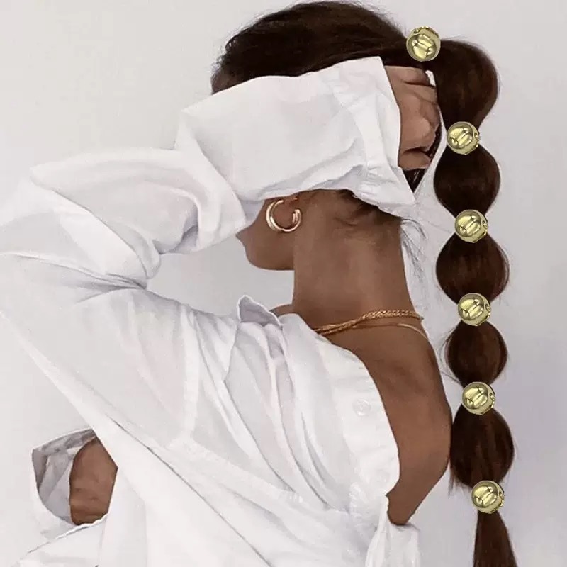 Cuerda para el cabello esférica dorada europea y americana transfronteriza, sensación de alta calidad, anillo para el cabello dulce y fresco, sin daño, cabeza de bola, cabello, tocado duradero