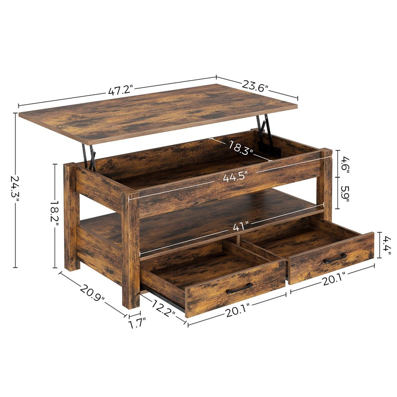 Mesa de café multifuncional de doble uso pequeño apartamento simple luz estilo de lujo sala de estar hogar creativo plegable mesa de café de elevación