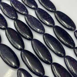 蓝砂 12X30MM 天然半宝石椭圆长蛋形 柳叶长形片片 跨境饰品