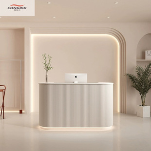 Congruishang Modern Simple Curved Paint Bar Table Company Front Desk Office Hospital Reception Desk Beauty Salon Bar Table