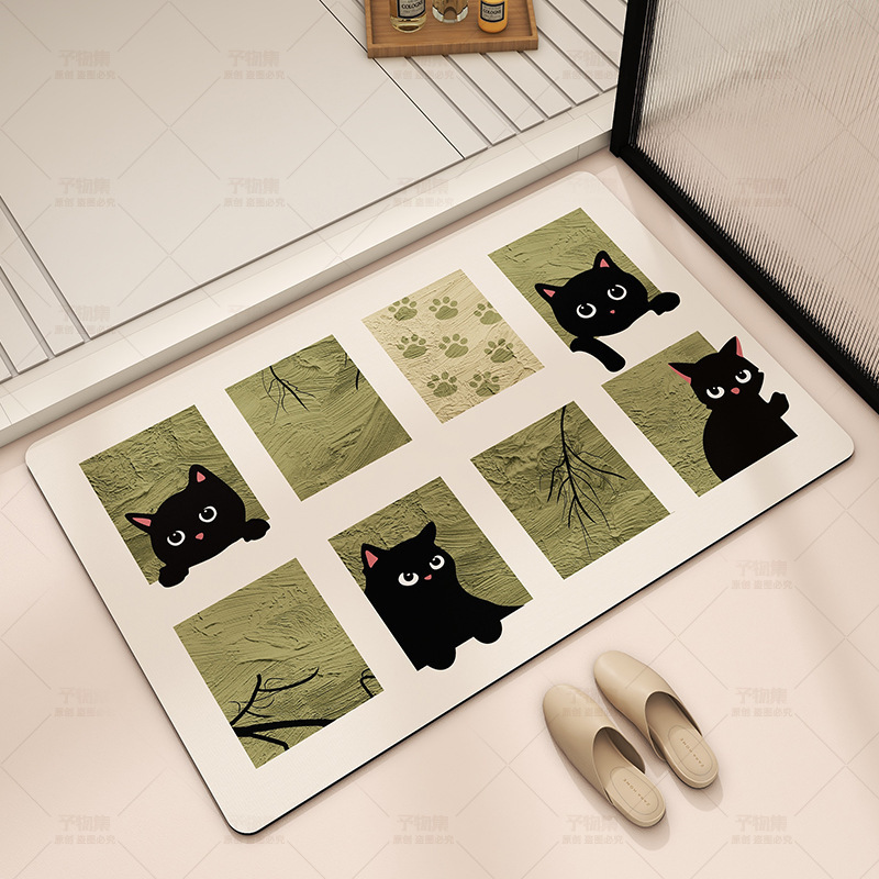 Cartoon Photo Frame Kitten Floor Mat, Easy to Clean Entrance Mat, Water-Absorbent Quick-Dry Bathroom Mat, Diatomaceous Earth Bathroom Foot Mat Cartoon Photo Frame Kitten Floor Mat, Easy to Clean Entrance Mat, Water-Absorbent Quick-Dry Bathroom Mat, Diatomaceous Earth Bathroom Foot Mat