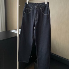 25秋季新款女士美式复古弯刀高腰显瘦百搭气质直筒牛仔裤0809s10