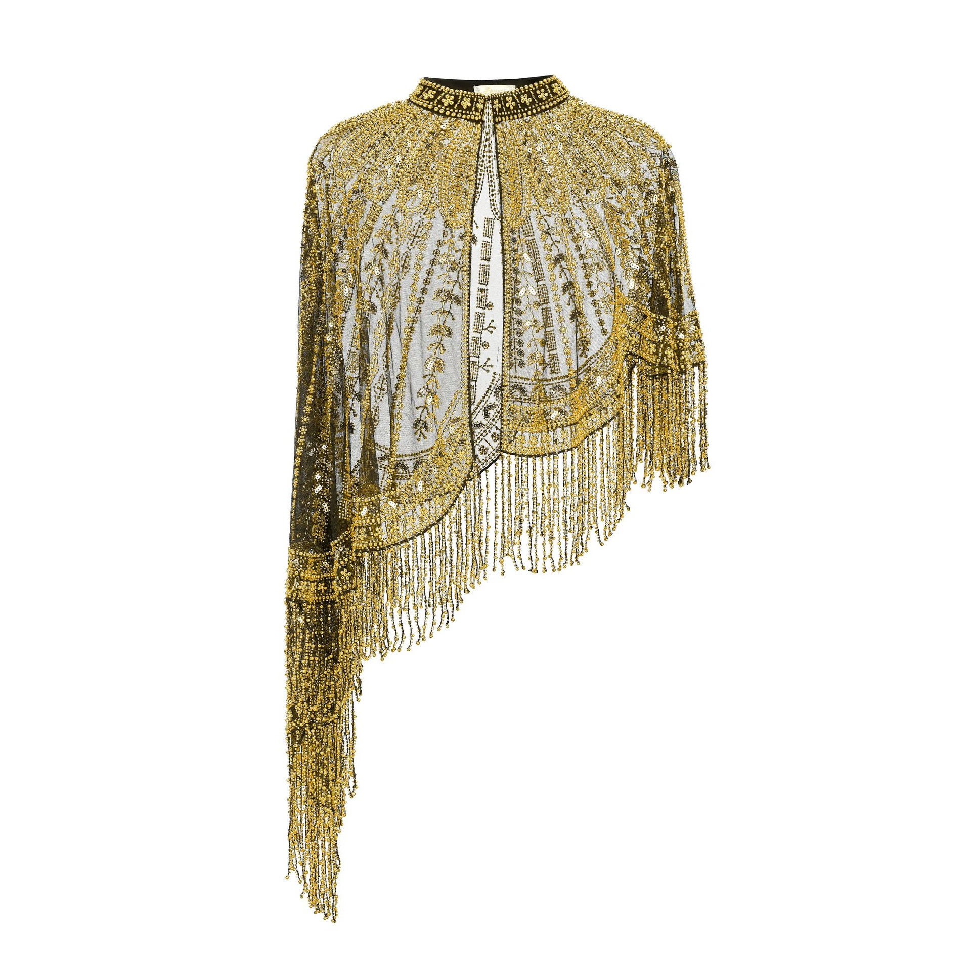 Sequin Beaded Dress Shawl for Women, European and American Retro High-End Ball Gown Party Fringe Cape, Amazon Cross-Border