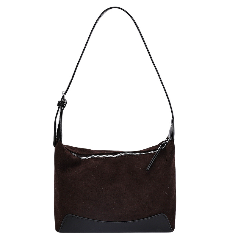 Cross-Border New Autumn/Winter Underarm Bag For Women, Trendy Color-Block Shoulder Bag, Large Capacity Casual Commuter Baguette Crossbody Bag - Thumbnail 7