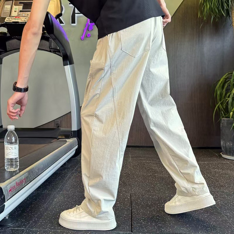 Men's Scimitar Straight Pants, Handsome Loose Wide-Leg Pants, Summer Ice Silk Quick-Drying Men's Pants 2025 New Casual Pants