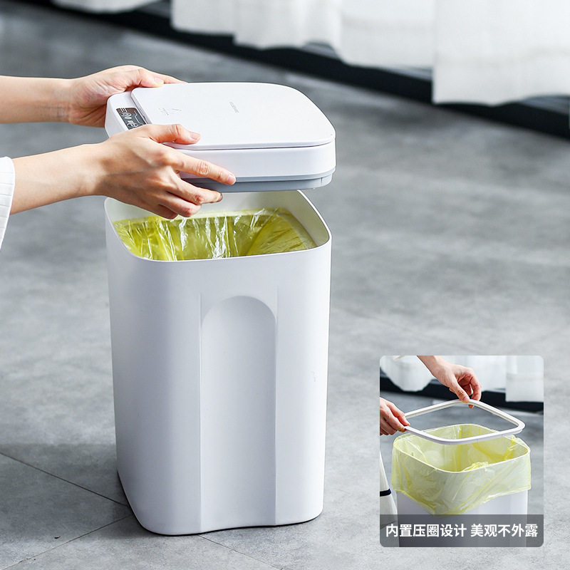 誘導ゴミ箱インテリジェント自動ホームリビングルームキッチン大容量充電式トイレ蓋付き|undefined