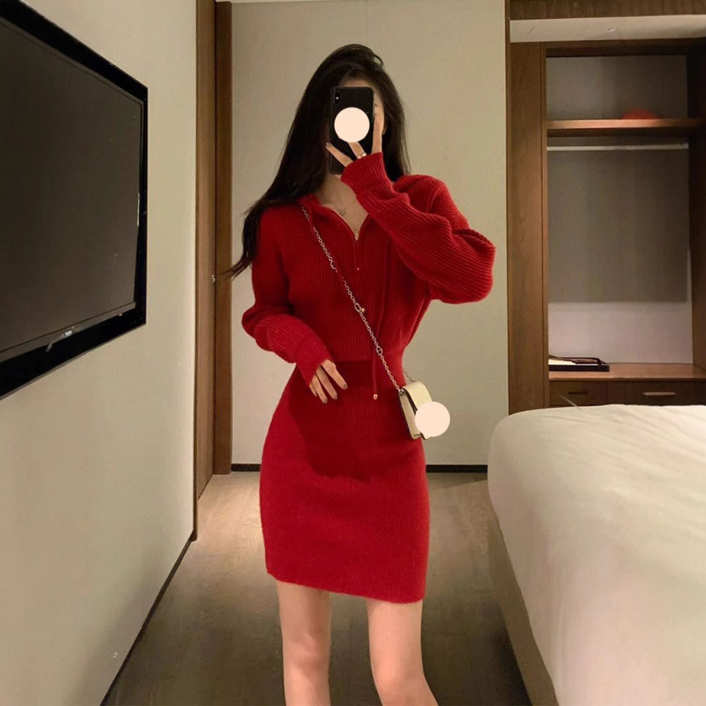 Red Christmas summer knitted sweater