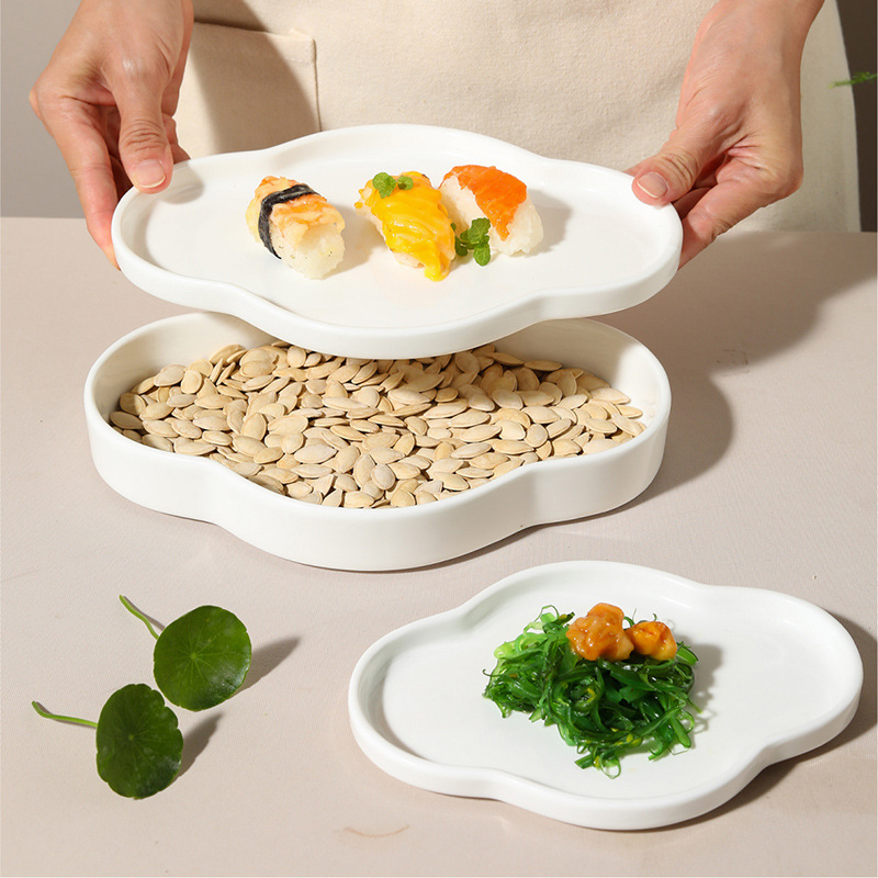 Китайская керамическая поднос Ruyi с чайными закусками мелкая тарелка плоская тарелка с фруктами
