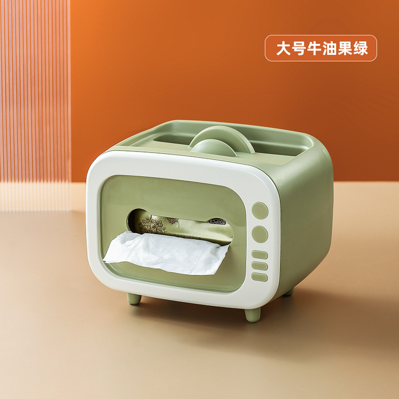 Jalea color TV caja de pañuelos lindo creativo hogar escritorio almacenamiento caja de pañuelos caja de almuerzo de almacenamiento de control remoto