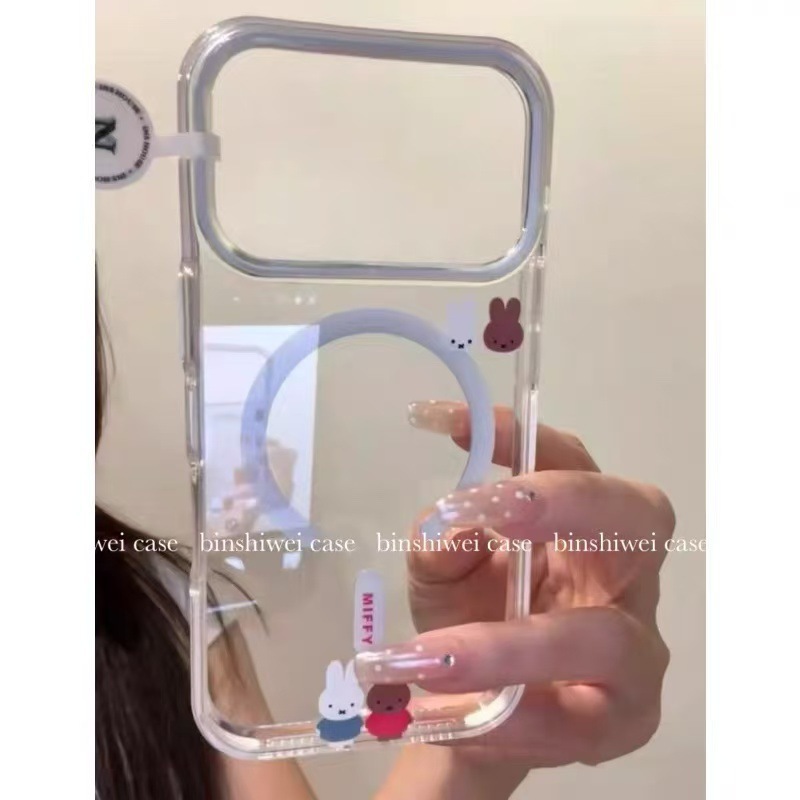 可爱透明棕白米菲兔磁吸支架适用iPhone17promax苹果16手机壳15女|undefined