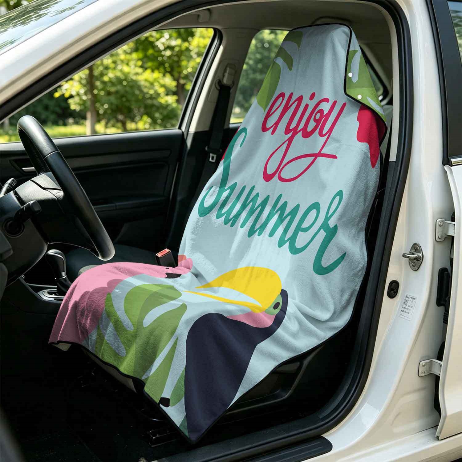 Summer bath towel and car seat cover 2-in-1, ultra-fine fiber outdoor beach and car dual-use universal seat cushion