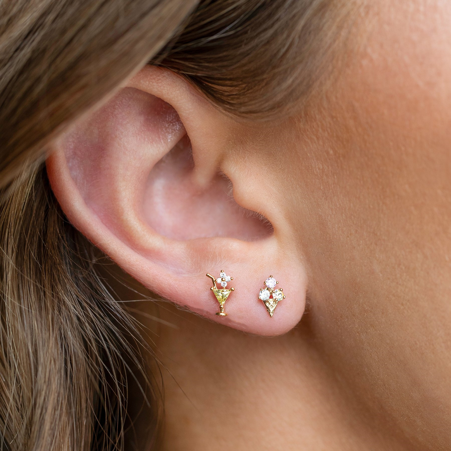 Pink Candy Ear Bone Studs Lollipop Ice Cream Earrings Piercing Ear Studs display picture 1