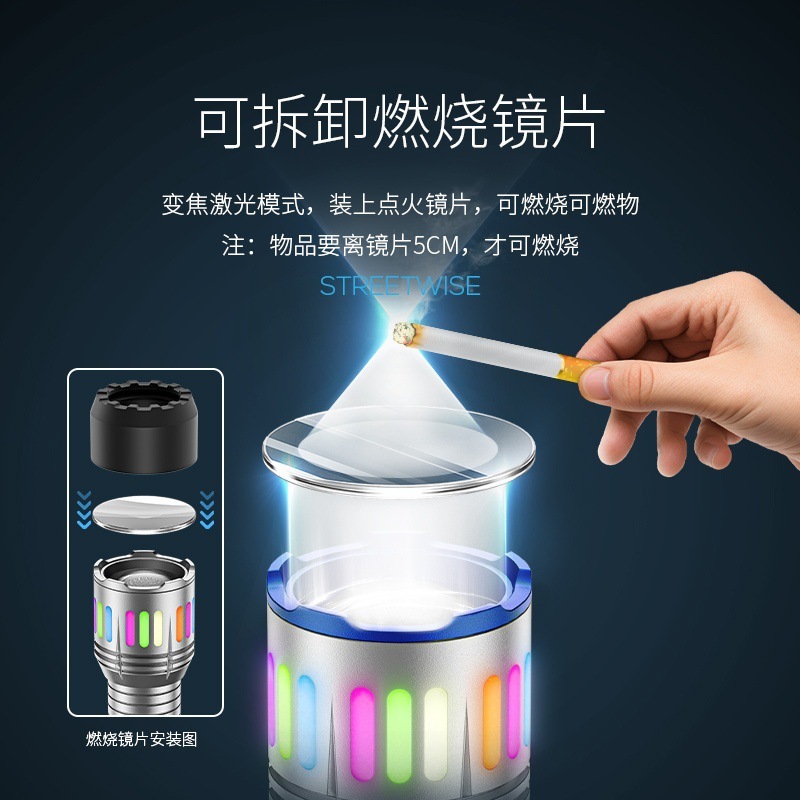 户外夜光变焦白激光手电可搭燃烧镜片便携式铝合金迷你手电筒|undefined
