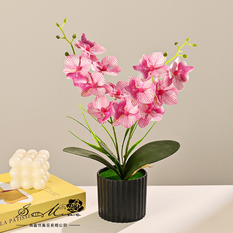 12 flores orquídeas mariposa sensación flor de simulación bonsai decoración del hogar fotografía flores de boda artificiales pequeños adornos verdes artificiales image 7