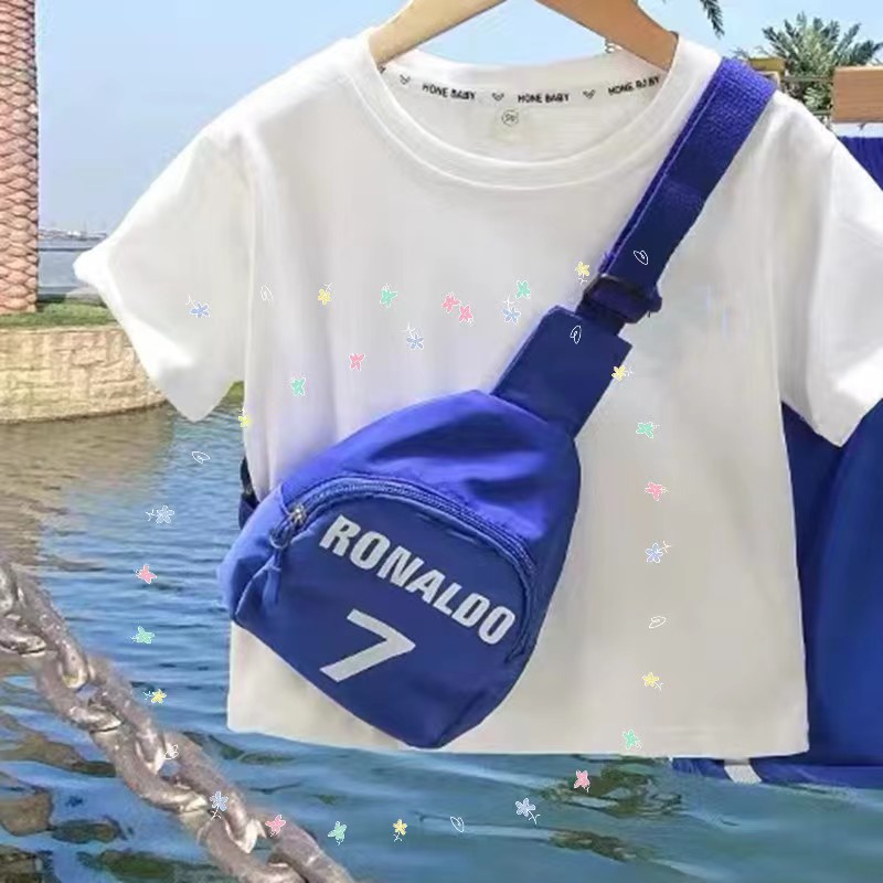 New children's bag 2023 trendy new handsome boy letter small chest bag baby out messenger bag coin purse